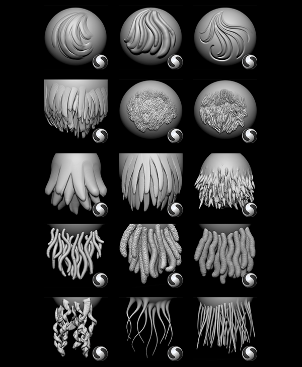 Stylised Hair Brushes - Sculptris Pro
