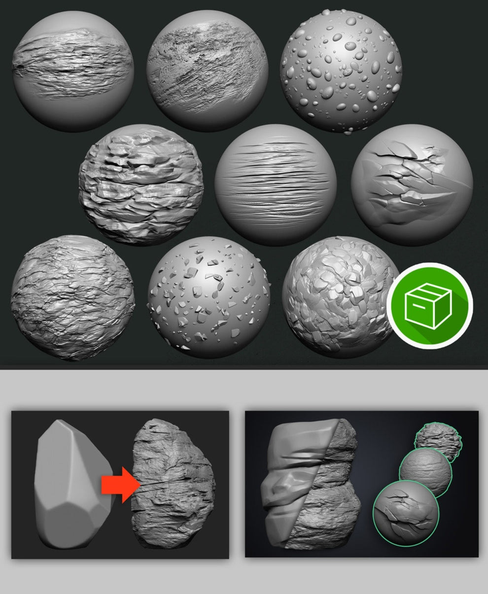 ZBrush Double Action Brushes - Simple Rocks PACK – pablander