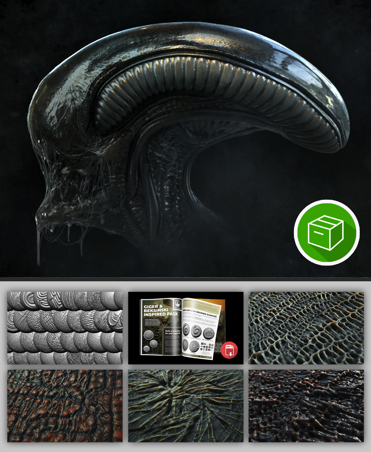 Giger & Beksinski Tribute Brushes pack for ZBrush – pablander
