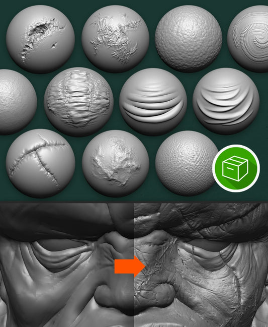 ZBrush Double Action Brushes - Creature Skin PACK